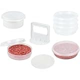 Mission Gallery Hamburger Press Patty Maker - 4 in1, Burger Mold, Patty Press, 6 Storage Containers, 100 Round Papers - Hamburger Patty Maker Tool for BBQ - Burger Shaper for Meat, Veggie Patties