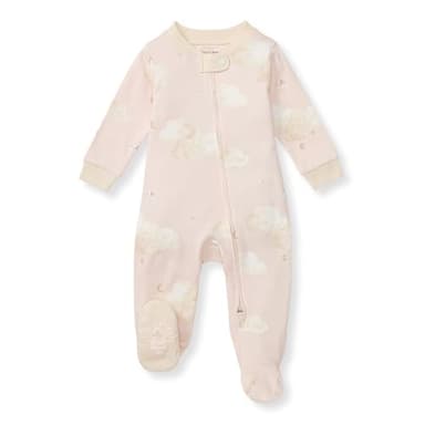 Burt's Bees Baby Girls' Organic Cotton Sleep and Play Footed Pajamas, One-piece Zip Front Romper, Baby Essentials