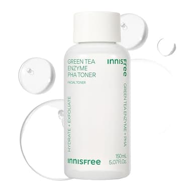 innisfree Green Tea Enzyme PHA Toner with Hyaluronic Acid, Hydrating Korean Exfoliating Essence for Smooth, Glowing Skin