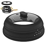 Microwave Splatter Cover, Collapsible Silicone Microwave Plate Cover with Glass for Food, Splatter Guard Lid 10.5 inch Black