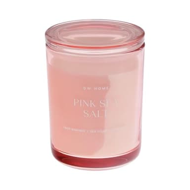 DW Home Pink Sea Salt Scented Candles, 15 oz Double Wick Large Jar, Up to 56 Hour Burn Time, Strong Long Lasting Fresh Marine Coastal Fragrance, Perfect for Home & Housewarming Gifts