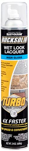 Rust-Oleum 360292 RockSolid Wet Look Lacquer Turbo Concrete Sealer Spray, 24 oz, High Gloss Clear