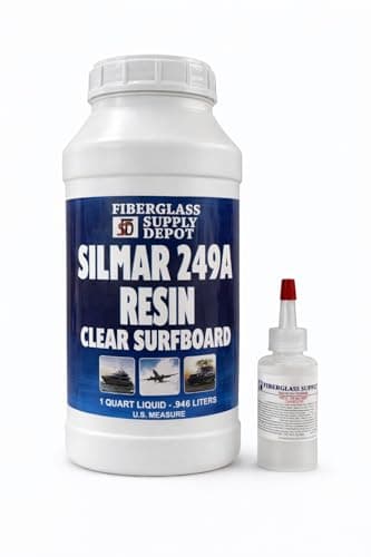 Silmar 249A Clear Surfboard Polyester Resin – Fiberglass Laminating & Repair Resin – Quart Kit with 15cc MEKP Hardener