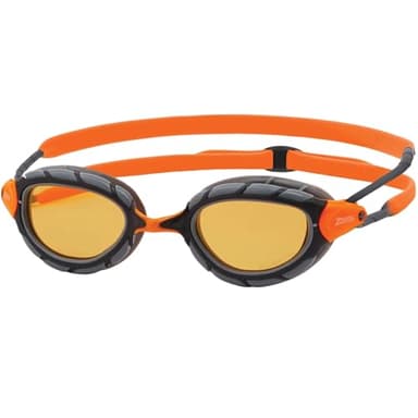 Zoggs Unisex Adult Predator Polarized Ultra Swimming Goggles with Soft Ultra-Fit Gasket & Anti-Fog UV Protective Curve Lenses, Grey/Orange - Polarized Ultra Copper Lenses, Regular