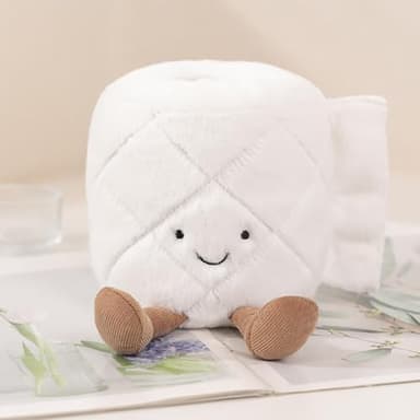 MUALML Funny Toilet Paper Shaped Plush, Cute Bathroom Decor for Adults & Kids, Fluffy Stuffed Animal, Weird Spoof Pillows Novelty Gift for Friends