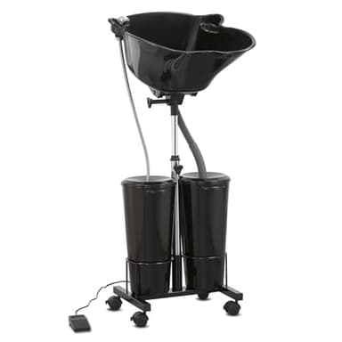 Portable Shampoo Bowl with Electric Pump (Pack of 1) | Adjustable Basin Height, Dual-Bucket Design with Drain Hoses | Home & Barber Use |