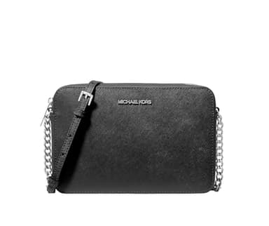 Michael Kors Jet Set Large Crossbody, Silver-Tone Hardware/Black, One Size
