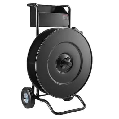 VEVOR Banding Strapping Cart, for PET/PP Coils with 8" or 16" Core, Heavy Duty Strapping Dispenser with Upgrade Drum Brake System, Rubber Wheels and Built-in Spacious Tool Tray, 110 lbs Capacity