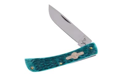 German Bull Brand Pocket Knife GB-107GPB Dirt Buster with a Green Pick Bone Handle German Stainless Steel Blades Closed 3.5 Inches