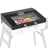 BBQ Future New Clear View Griddle Lid for Blackstone 22 inch Griddle, Grill Hard Cover Hood with Thermometer for Blackstone 1666 1813 1833 and more Griddle Accessories