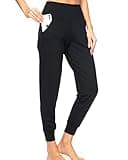 Kcutteyg Womens Joggers with Pockets High Waisted, Lightweight Quick Dry Athletic Workout Soft Pants for Gym, Yoga, Running (Black,Small)
