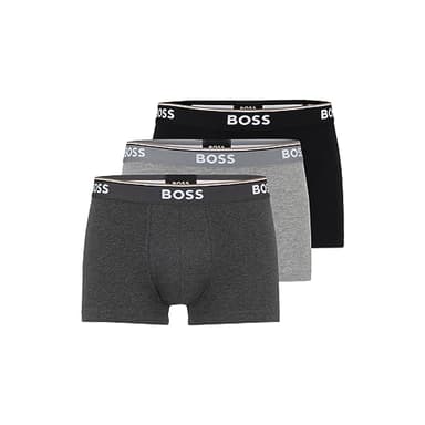 BOSS Hugo Men's 3-Pack Stretch Cotton Regular Fit Trunks, Gray/Charcoal/Black, Medium