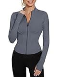 LUYAA Full Zip Athletic Jacket for Women Lightweight BBL Workout Jacket with Thumb Holes Cropped Running Jacket XS