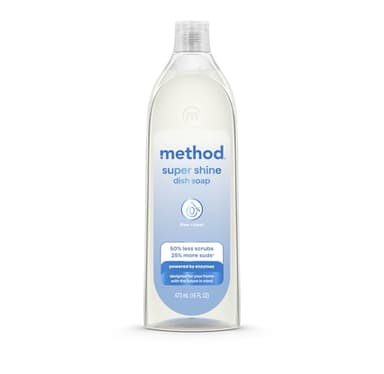 Method Super Shine Liquid Dish Soap, Powered by Enzymes, Free + Clear, Unscented, 16 fl oz