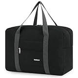 For Spirit Airlines Personal Item Bag 18x14x8 Foldable Travel Duffel Bag Tote Carry on Luggage Duffle Overnight for Women and Men (1112 Thick Series Black)