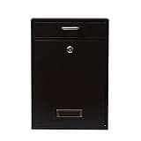 Wall Mounted Locking Vertical Dropbox Mailbox - Safe and Secure (Large) | Made with Galvanized Steel (Black)