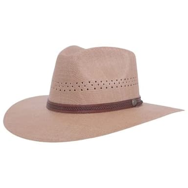 American Hat Makers Barcelona Medium Tan Straw Hat – Premium Summer Hat for Men & Women, Handcrafted Lightweight Design, Wide Brim Sun Protection, Breathable Durable Quality, Perfect for Outdoor