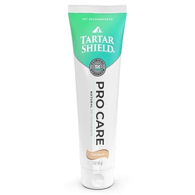 Tartar Shield Pro Care – Natural Pet Toothpaste – VOHC Approved – Protects Against Plaque & Tartar – Freshens Breath & Gently Removes Stains – for Dogs & Cats – Coconut Flavor, 3 Oz.