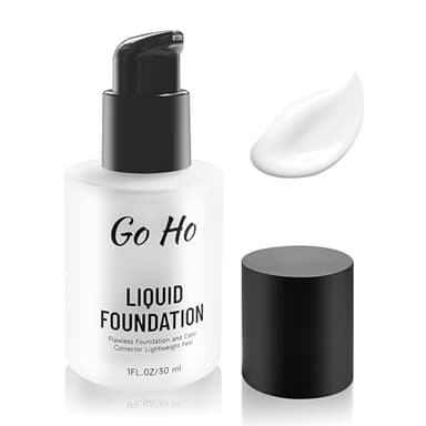 Go Ho White Liquid Foundation,Full Coverage White Foundation Color Corrector Demi Matte Finish for Goth Clown Vampire Skeleton Makeup,Daily,Cosplay,Halloween Makeup for Costume & Stage