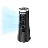 Comfort Zone 12 inch Oscillating Bedroom Fan, Desktop Tower Fan with Electronic Touch Switches, 2 Speed Ultra Slim Design with Carry Handle, Bladeless Stand Fan for Office, Black
