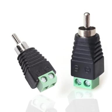 California JOS RCA Cable Audio Adapter, Phono RCA Male Plug to AV Screw Terminal Audio/Video Speaker Wire connectors Solderless Adapter(RCA Male-2pack)