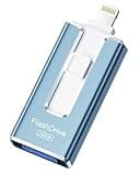 MFi Certified 256GB Flash Drive for iPhone iPad, Photo Stick for External Memory Storage, Easily Back Up and Save Files, USB Memory Stick Thumb Drive for iPhone/iPad/Android/PC (Blue, 256GB)