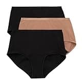 Hanes Women's Comfort, Underwear, Super Leaks Post-Partum, Period & Nighttime Protection, Multipack, 3-Pack Briefs, Black/Pecan/Black