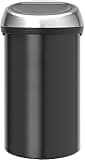 Brabantia 16 Gallon Large Kitchen Touch Bin (Matt Black/Brilliant Steel Lid) Removable Lid, Soft-Touch Open, Easy Clean Rubbish Food Waste Bin