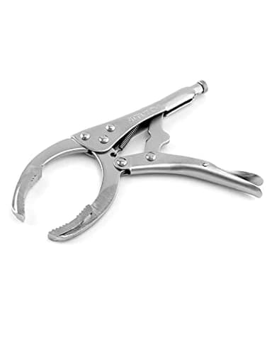 QWORK Locking Grip Oil Filter Wrench Pliers, 9 inch Alloy Steel Remover Wrench Tool, Fits Most Car and Equipment Filters - Heat Treated Carbon Steel with Nickel Plating