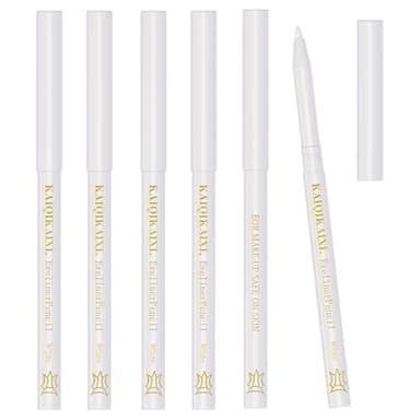 6Pcs White Eyeliner Pencils Professional Use as Highlighter,Lip Line Pen Long-lasting Nice Color Eye Brow Gel Pen Makeup Brow Tint Pencils Beauty Makeup Tools