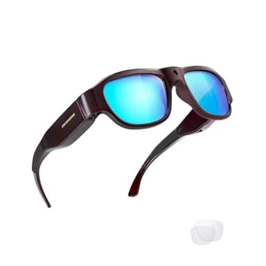 OhO sunshine High Resolution Camera Glasses, 64GB Full HD 1080P Video Indoor and Outdoor with Built in 16MP Camera and Blue Polarized UV400 Lens