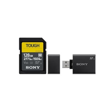 Sony 128GB SF-M Series High-Speed Tough SD Card (2-Pack) Bundle with Sony UHS-II USB 3.1 SD Card Reader (3 Items)