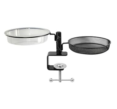 Deck Bird Feeder and Bath Platform Birdseed Tray Railing Handrail Mount Metal Feeder and Water Bowl for Wildbird Feeding