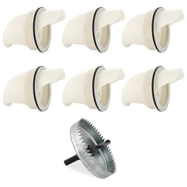Chicken Feeder No Waste, 6 Ports Automatic Chicken Feeders with Hole Saw, Separate Feeding for Chickens, Poultry Pro Feeder Suitable for Buckets, Bins, Boxes, and Tanks
