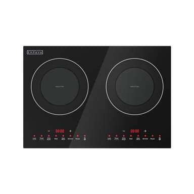 Empava Double/Dual Induction Cooktop 2 Burner, Shatter-proof Flat Glass Top, 18 Levels from 120°F to 460°F, 3 Preset Mode, Bulit-in/Countertop, 110~120 Volt Plug in Electric Stove for Kitchen, RV