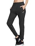 baleaf Hiking Pants Women Joggers Workout Athletic Lightweight Running Travel Track Pants Quick Dry 2 Zipper Pockets Black M