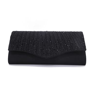 LUKLUKTAISUN 2026 Dressy Evening Bag for Women Rhinestone Formal Purse Envelope Handbag Bridal Wedding Minimalist Clutch（Black）