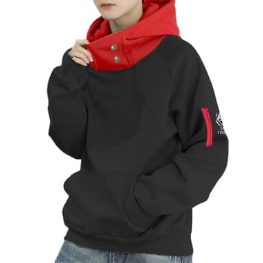IOPBOT Unisex Anime Hoodie Cosplay Costume Men Black 3D Novelty Hooded Sweatshirt Pullover Jacket Outerwear Coat for Women (3XL-Black-2)