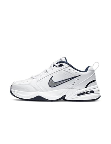Nike Men's Air Monarch IV Training/Workout Shoes, White/Metallic Silver, 12