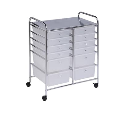 Honey-Can-Do Rolling Storage Cart and Organizer with 12 Plastic Drawers