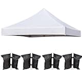 LIUJIAYI Pop Up Canopy Replacement Top, 10x10 Heavy Duty 500D UV Protection Waterproof Cover, White