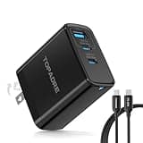65W USB C Charger Block, 3 Ports GaN Wall Charger Foldable Compact Type C Fast Charging for MacBook Pro/Air, for iPhone 16/16 Pro/16 Pro Max/15 Pro, for Samsung Galaxy S24/S23, Black