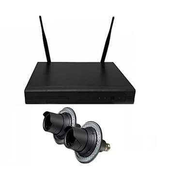 ZEUS CCTV Floodlight Surveillance Camera Kit with 8CH Standalone Pro NVR System + 2 Twist in Pro Flood Light Cameras Complete Install Kit with Hard Drive