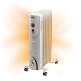 EZ-HEAT Oil-Filled Radiant Radiator Space Heater, Never Refill, Adjustable Thermostat, Tip-Over Switch & Overheat Protection System, MTDR-06WC