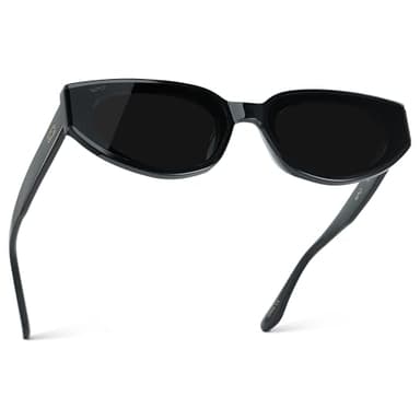 WearMe Pro - Women’s Narrow Cat-Eye Sunglasses: Acetate Frame and Anti-Reflective Lenses (Black/Triple Black Lens)