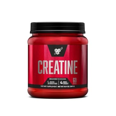 BSN Micronized Creatine Monohydrate Powder, Unflavored Creatine Powder, Micronized, Supports Muscle Building, Supports Muscle Strength, Gym Supplement, 5g per Serving, 5000mg per Servings, 60 Servings