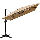 Sunnyglade 10x10Ft Cantilever Patio Umbrella Square Deluxe Offset Umbrella 360°Rotation & Integrated Tilting System Heavy Duty Patio Hanging Umbrella for Market Garden Deck Pool Backyard Patio (Tan)