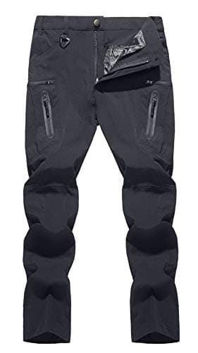 TACVASEN Men Work Pants Waterproof Rain Pants Men Lightweight Stretch Hiking Cargo Tactical 8 Pockets Trousers for Summer Fishing Camping Grey 34