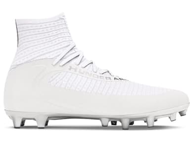 Under Armour Mens Highlight 2 MC Knit Football Cleats - High-Rebound SuperFoam Insole 8 White-Metallic Silver