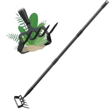 Stirrup Hoe and Cultivator Garden Tool Heavy Duty, Scuffle Loop Action Hoe Weeding Gardening Hand Tools for Women Kids Men, Metal Weeder Scraper Garden Hoe Rake Weed Puller Long Handle 32-62 inch